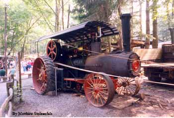 steam traction engine used to power wood carving tools