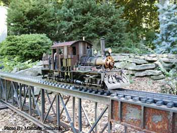 a shay crosses a bridge